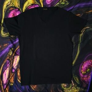 S - Massimo Dutti Men's Black V-neck